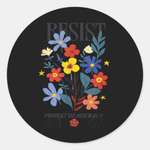 Resist Protect Democracy Floral Anti-Trump 8647 Runder Aufkleber