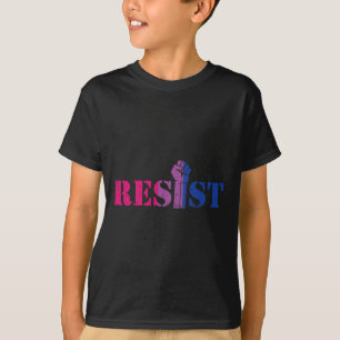 Resist Raised Fist Protest Lgbtq Biual Flag Gay Pr T-Shirt