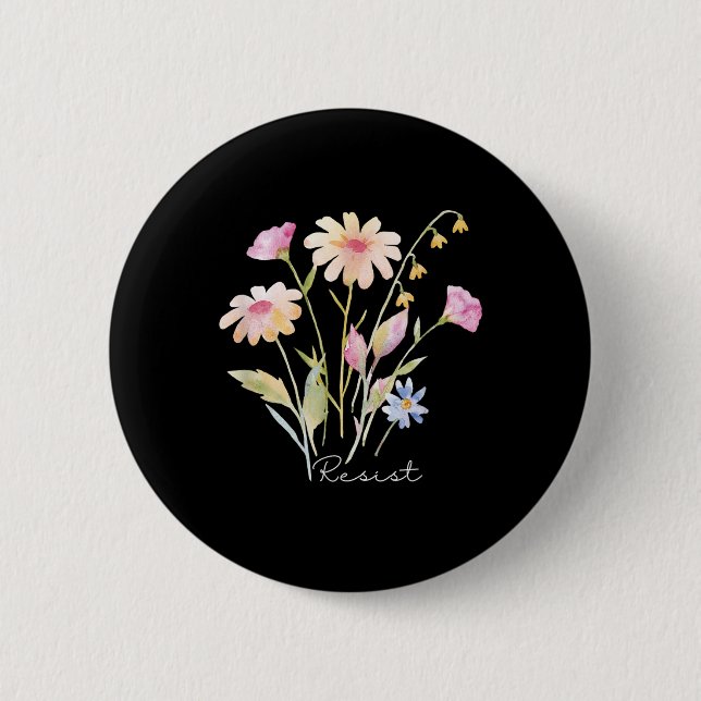 Resist subtile Anti Trump Blumenprotest Button (Vorderseite)