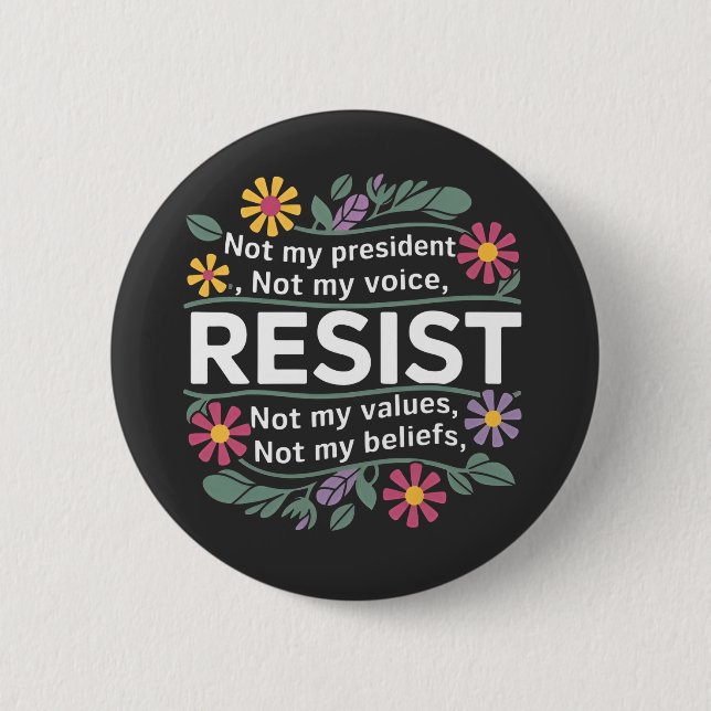 Resist subtile Anti Trump Blumenprotest Button (Vorderseite)