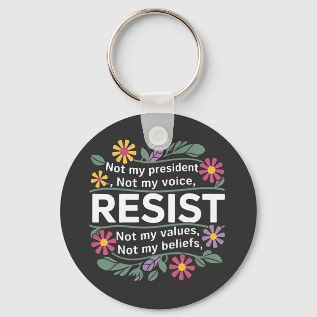 Resist subtile Anti Trump Blumenprotest Schlüsselanhänger (Vorderseite)