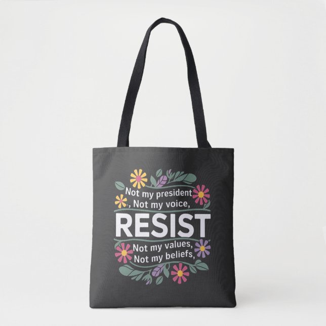 Resist subtile Anti Trump Blumenprotest Tasche (Vorderseite)