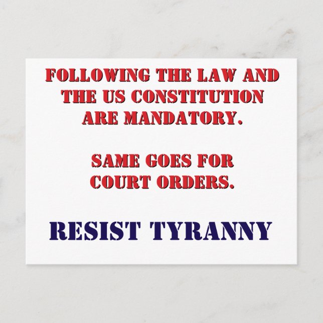 RESIST TYRANNY Postcard Postkarte (Vorderseite)