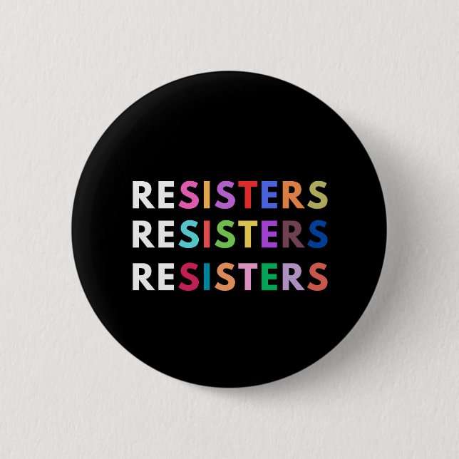 RESISTER Anti-autoritärer Regenbogen Button (Vorderseite)