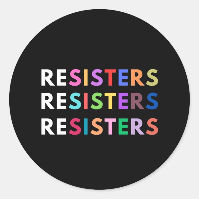 RESISTER Anti-autoritärer Regenbogen Runder Aufkleber (Vorderseite)