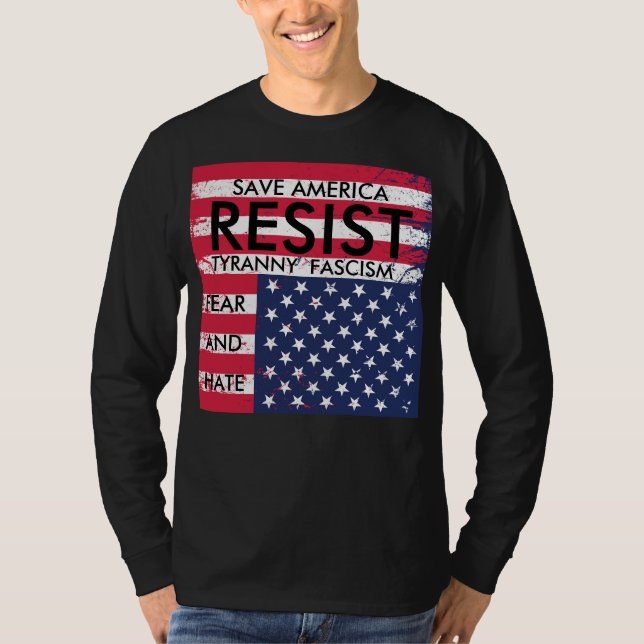 Résistez au T-shirt de crainte et de haine de (Devant)