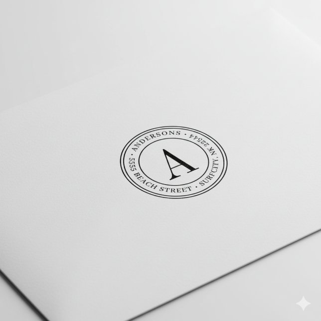 (RESIZIERT) Elegante Monogramm-Rücksendeadresse Se Gummistempel (Von Creator hochgeladen)