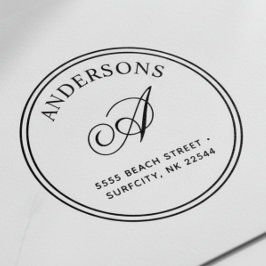 (RESIZIERT) Elegante Monogramm-Rücksendeadresse Se Gummistempel