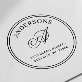 (RESIZIERT) Elegante Monogramm-Rücksendeadresse Se Gummistempel