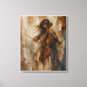 Resonanz zwischen Stille Texturierte Cello-Wandk Leinwanddruck