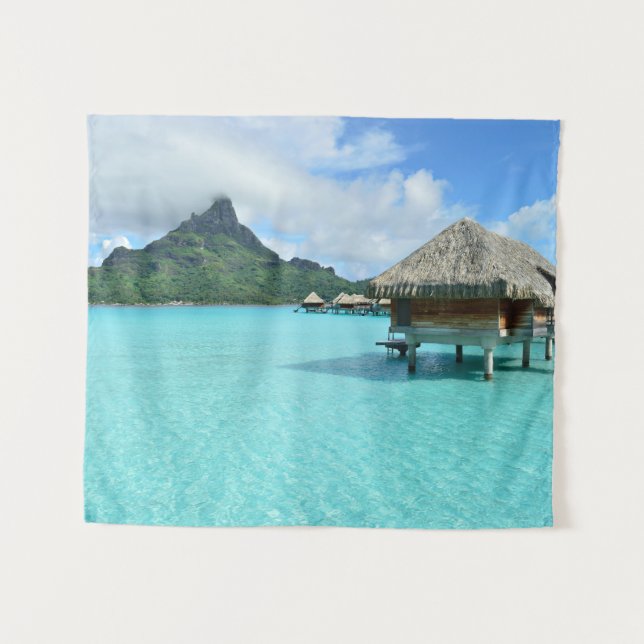 Resort auf der Insel Bora Bora Wandteppich (Vorderseite (Horizontal))
