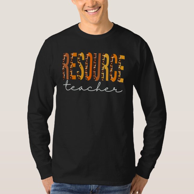 Resource Teacher Leopard Cute Fall Autumn Thanksgi T-Shirt (Vorderseite)
