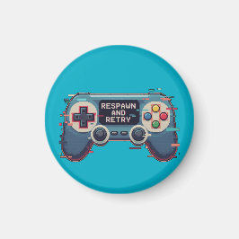 Respawn and Retry - Retro Gaming Glitch Art Magnet