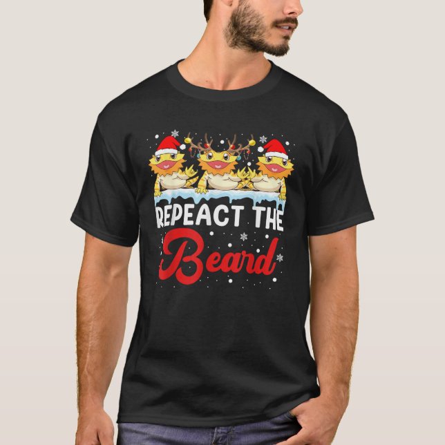 Respect The Beard Christmas Light Santa Bearded Dr T-Shirt (Vorderseite)