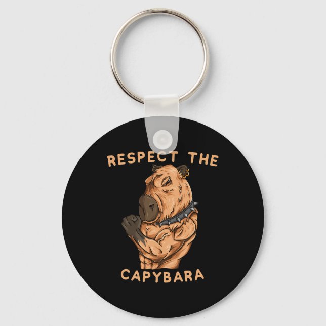 Respect The Capybara - Funny Fitness Bodybuilder R Schlüsselanhänger (Vorderseite)