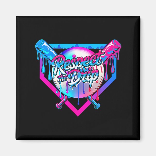 Respect The Drip Baseball Ice Cream For Kids Boys  Magnet (Vorne)