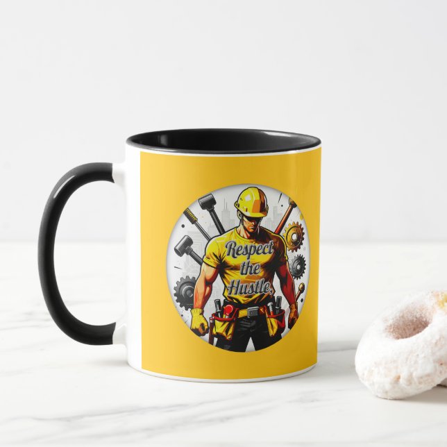 Respect the Hustle Construction Worker Design – La Tasse (Mit Donut)