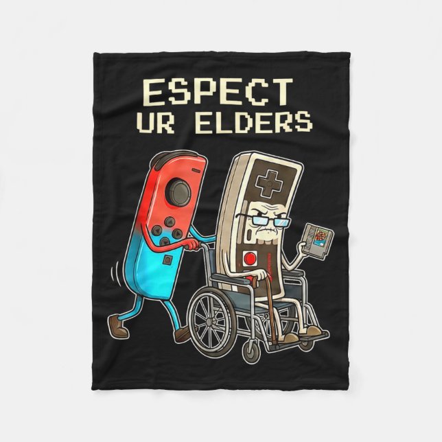Respect Ur Elders Retro Gaming Controller Funny  Fleecedecke (Vorderseite)