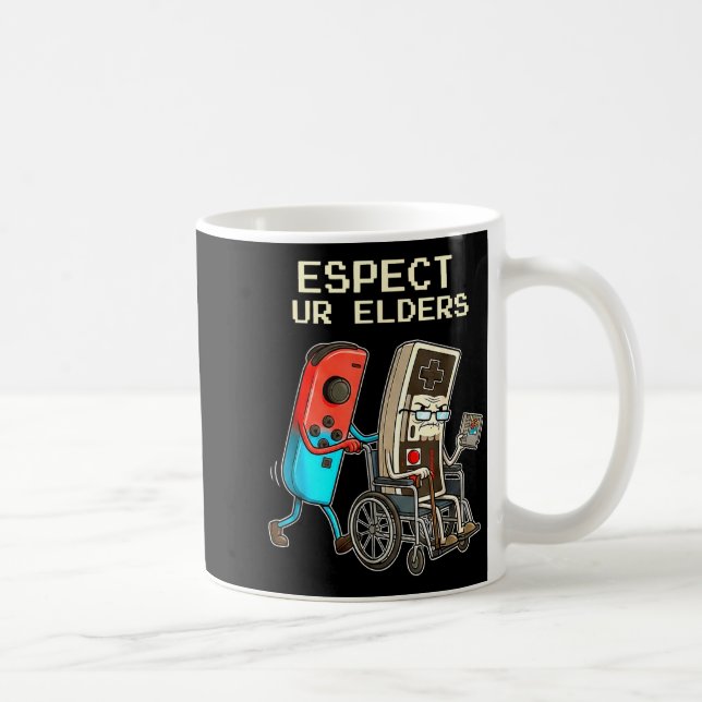 Respect Ur Elders Retro Gaming Controller Funny  Kaffeetasse (Rechts)