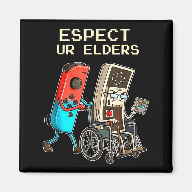 Respect Ur Elders Retro Gaming Controller Funny  Magnet (Vorne)