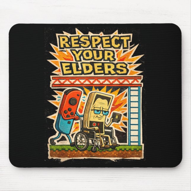 Respect Your Elders Funny Gamer Controller 80s Ret Mousepad (Vorne)