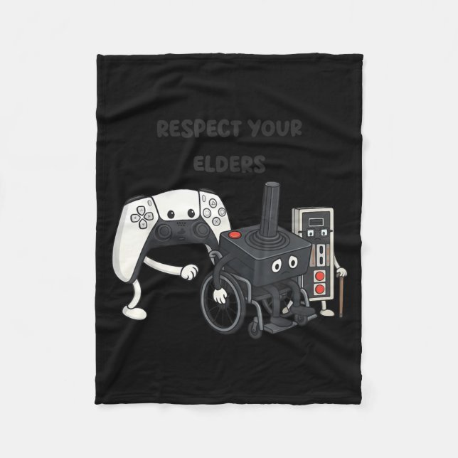 Respect Your Elders Funny Gaming 80s Style Old New Fleecedecke (Vorderseite)