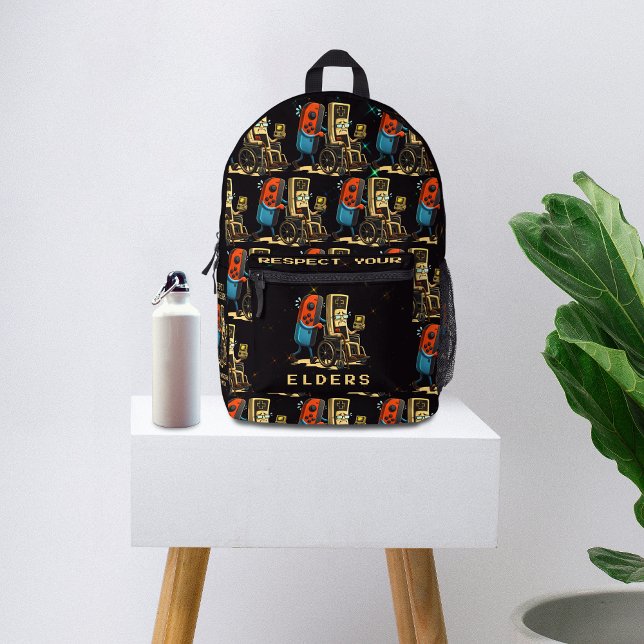 Respect Your Elders Gaming Control Retro Funny Bedruckter Rucksack (Von Creator hochgeladen)