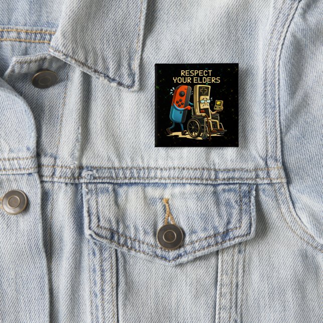 Respect Your Elders Gaming Control Retro Funny Button (Beispiel)