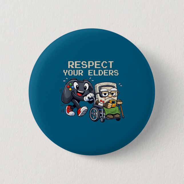 Respect Your Elders Gaming Control Retro Funny Gam Button (Vorderseite)