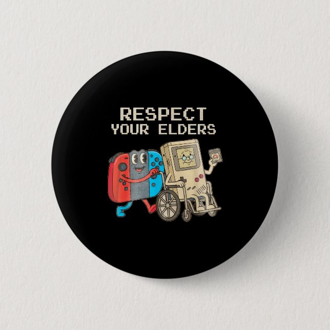 Respect Your Elders Gaming Control Retro Funny Gam Button (Vorderseite)