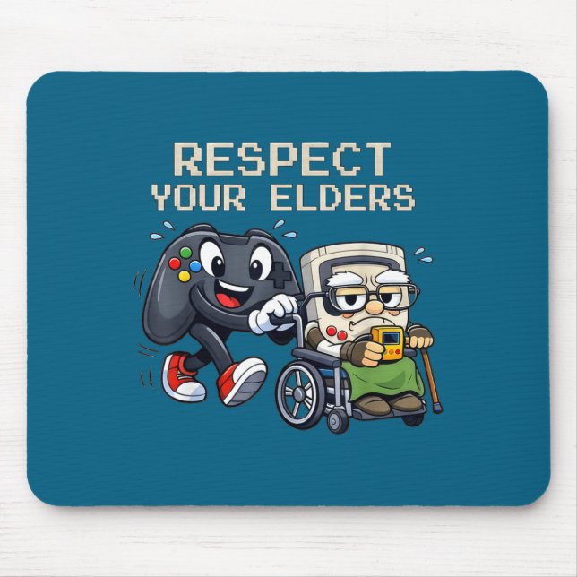 Respect Your Elders Gaming Control Retro Funny Gam Mousepad (Vorne)