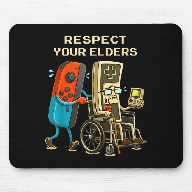 Respect Your Elders Gaming Control Retro Funny Gam Mousepad (Vorne)