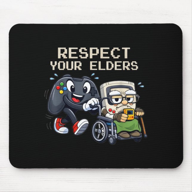 Respect Your Elders Gaming Control Retro Funny Gam Mousepad (Vorne)