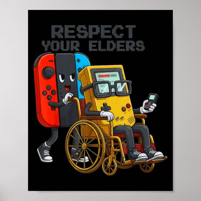 Respect Your Elders Gaming Control Retro Funny Gam Poster (Vorne)