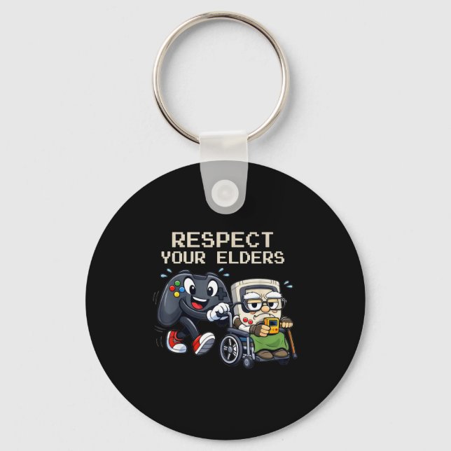 Respect Your Elders Gaming Control Retro Funny Gam Schlüsselanhänger (Vorderseite)