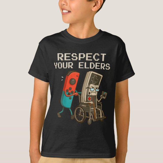 Respect Your Elders Gaming Control Retro Funny Gam T-Shirt (Vorderseite)