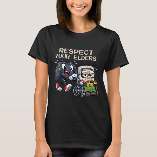 Respect Your Elders Gaming Control Retro Funny Gam T-Shirt (Vorderseite)