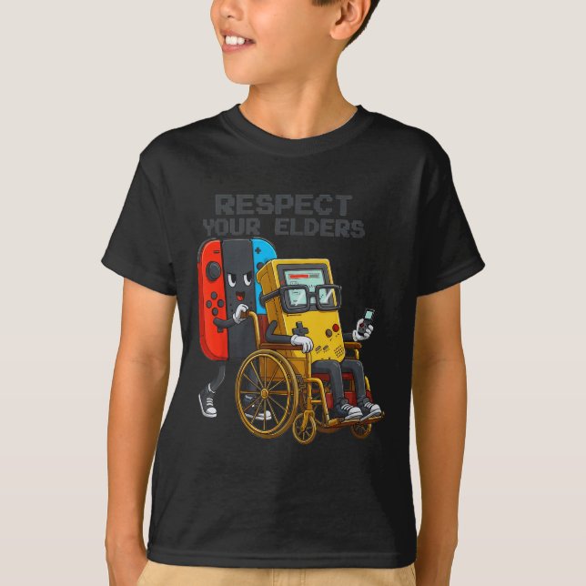 Respect Your Elders Gaming Control Retro Funny Gam T-Shirt (Vorderseite)