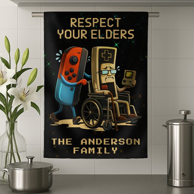 Respect Your Elders Gaming Control Retro Funny Geschirrtuch (Von Creator hochgeladen)