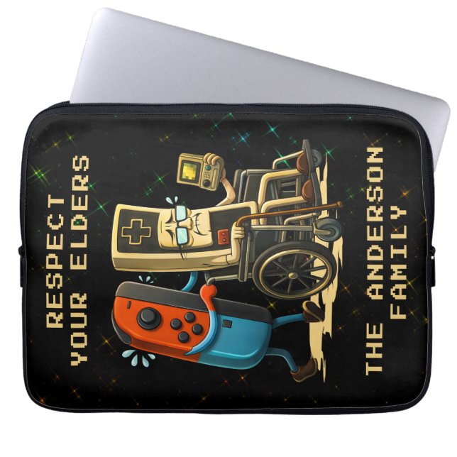 Respect Your Elders Gaming Control Retro Funny Laptopschutzhülle (Vorderseite)