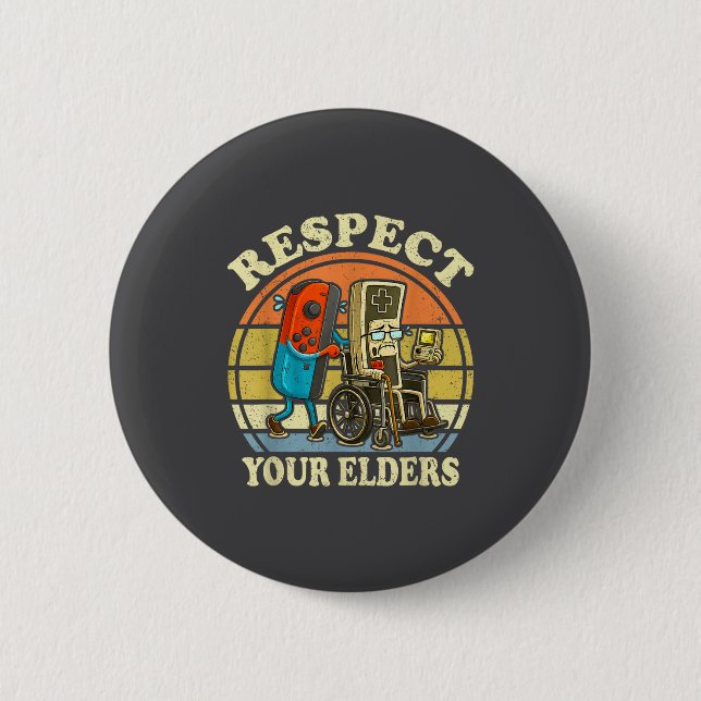 Respect Your Elders Retro Gaming Funny Controller  Button (Vorderseite)
