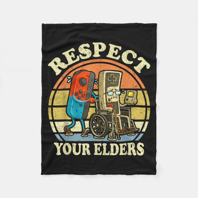 Respect Your Elders Retro Gaming Funny Controller  Fleecedecke (Vorderseite)