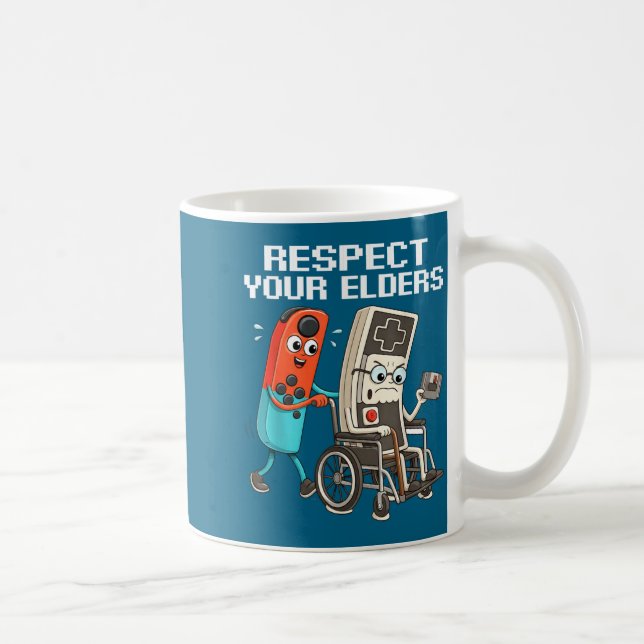 Respect Your Elders Retro Gaming Funny Controller  Kaffeetasse (Rechts)
