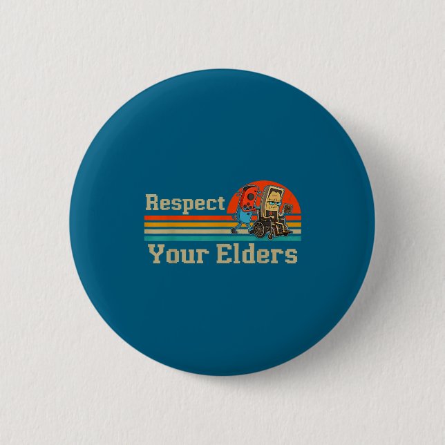Respect Your Elders Retro Gaming Funny Gamer Contr Button (Vorderseite)