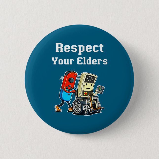 Respect Your Elders Retro Gaming Funny Gamer Contr Button (Vorderseite)
