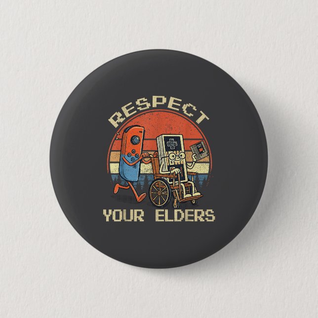 Respect Your Elders Retro Gaming Funny Gamer Contr Button (Vorderseite)