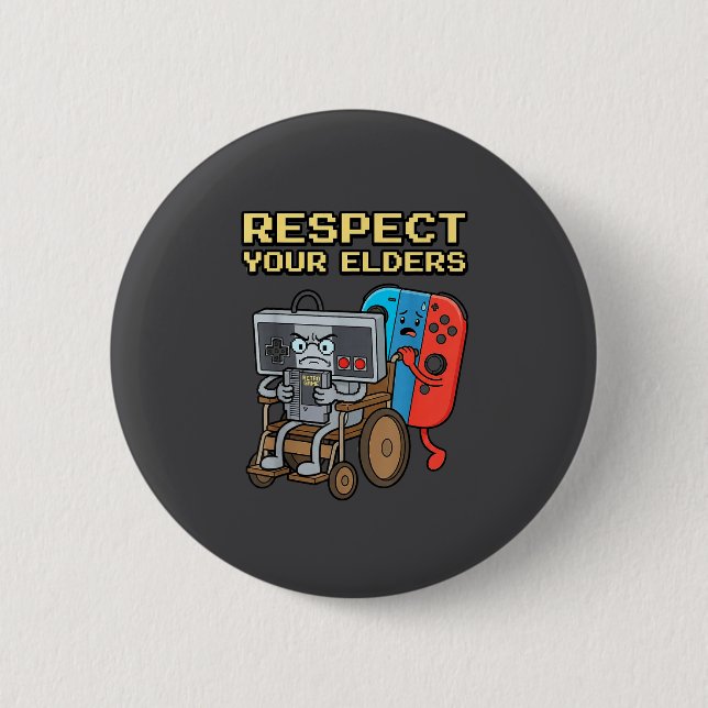 Respect Your Elders Retro Gaming Funny Gamer Contr Button (Vorderseite)