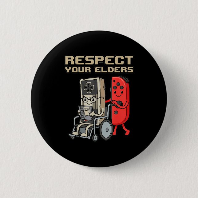Respect Your Elders Retro Gaming Funny Gamer Contr Button (Vorderseite)