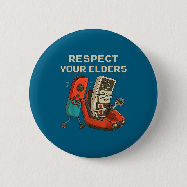 Respect Your Elders Retro Gaming Funny Gamer Contr Button (Vorderseite)