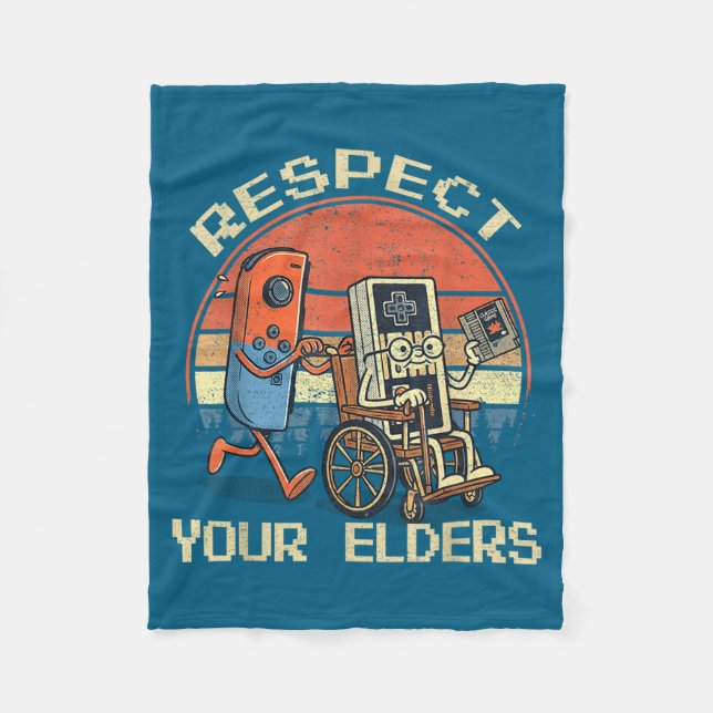 Respect Your Elders Retro Gaming Funny Gamer Contr Fleecedecke (Vorderseite)
